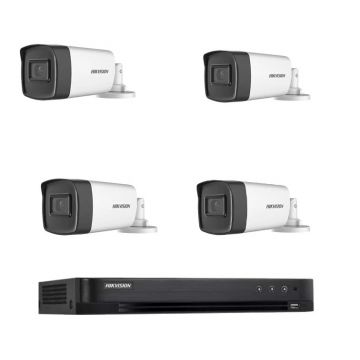 Kit supraveghere 4 camere exterior FULL HD Hikvision 40m infrarosu si DVR 4 canale Hikvision