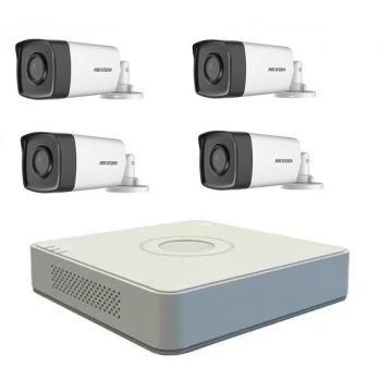 Kit supraveghere Hikvision Turbo HD 1080P cu 4 camere cu IR 80 m, vizualizare pe internet