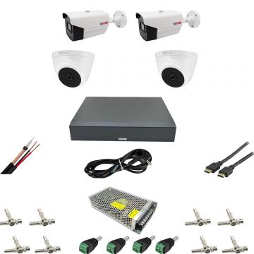 Kit Supraveghere Video mixt 4 camere 2MP 1080P full hd IR30m, full accesorii