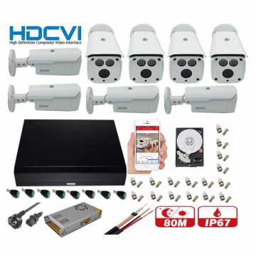Kit supraveghere video profesional 8 camere Rovision 2MP IR 80m , accesorii incluse, HDD 1TB