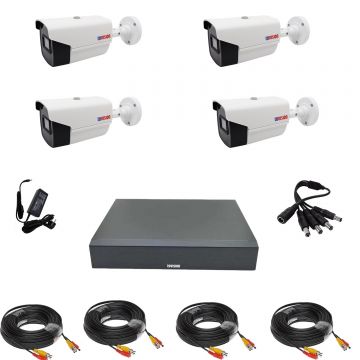 Sistem complet 4 camere supraveghere, exterior, FULL HD, IR 40m, DVR 4 canale, 5MP
