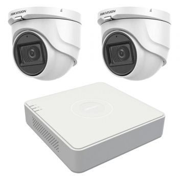 Sistem de supraveghere Hikvision 2 camere interior 5MP, lentila 2.8mm, IR 30m, audio integrat, DVR 4 Canale TurboHD