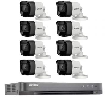 Sistem de supraveghere Hikvision 8 camere 4 in 1, 8MP IR 30m, DVR 8 canale 8MP, 4K