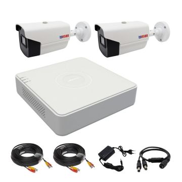 Sistem supraveghere 2 camere Rovision oem Hikvision, 2MP full hd, IR40m, DVR 4 canale, Turbo HD, Hikvision, Accesorii incluse
