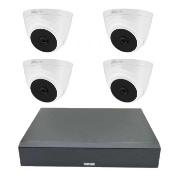 Sistem supraveghere 4 camere Dahua interior 2MP, lentila 2.8mm, IR20m, DVR Pentabrid 4 canale