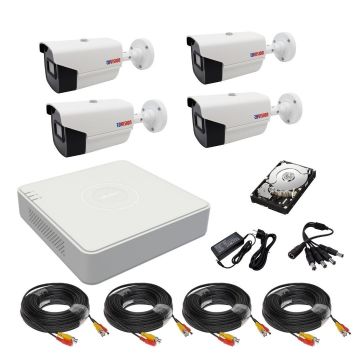 Sistem supraveghere 4 camere Rovision oem Hikvision2MP full hd IR40m, DVR 4 canale 1080P, Accesorii si hard inclus