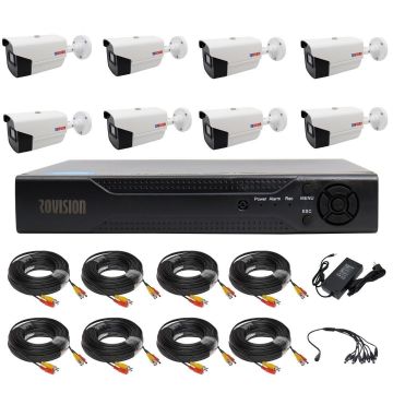 Sistem supraveghere 8 camere Rovision oem Hikvision 2MP full hd, IR40m, DVR Pentabrid 5 in 1, 8 Canale, accesorii incluse