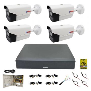 Sistem supraveghere exterior 4 camere Full HD, IR 40metri, DVR 4 canale, accesorii Sistem supraveghere exterior 4 camere Full HD, IR 40metri, DVR 4 canale, accesorii