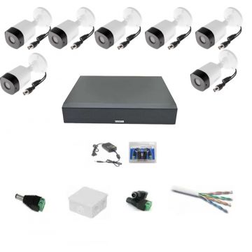 Sistem supraveghere exterior AHD 1080p 8 camere full HD 20m IR, DVR 8 canale, accesorii