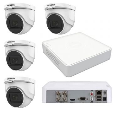 Sistem supraveghere Hikvision interior 4 camere 2MP, 2.8mm, IR 30m, 4 in 1, DVR 4 canale TurboHD