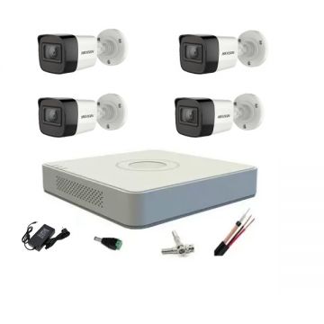 Sistem supraveghere profesional Hikvision 4 camere 5MP Turbo HD IR 20m DVR 4 canale 8 MP
