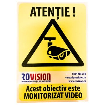 Sticker Autocolant 15 x 20 cm, Importator solutii Supraveghere Video Rovision