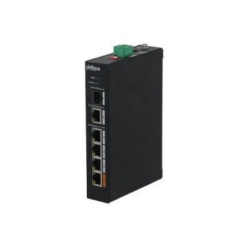 Switch Dahua PFS3106-4ET-60-V2, PoE Industrial 4 porturi, 1x Gigabit, 1x SFP, 60W