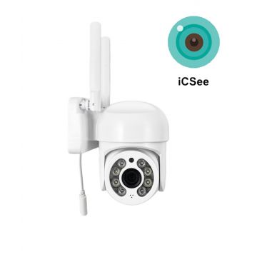 Camera de supraveghere WIFI, ICSEE PRO, 2MP, FHD, rotire, leduri lumina, comunicare bidirectionala, stocare card/cloud, senzor miscare, urmarire automata.