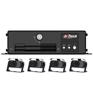 Kit supraveghere auto Dahua MXVR1004-GCW-HAC-HMW3100, 4 camere, 1 MP, IR 20 m, microfon, GPS, WiFi, GSM 3G