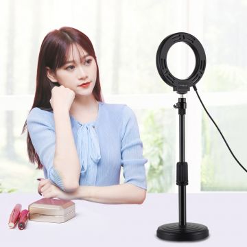 Lampa LED Circulara PU391 Puluz cu Baza Ajustabila, Lumina reglabila pentru Foto/Video, Negru