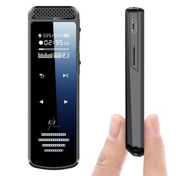 Reportofon Digital stereo cu activare vocală, EJ Products, Q55, 16 GB, anulare de zgomot, difuzor încorporat, player MP3