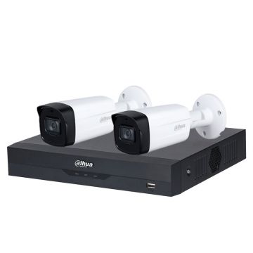 Sistem supraveghere exterior basic Dahua DH-B2EXT80-5MP-M, 2 camere, 5 MP, IR 80 m, POS, IoT