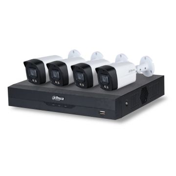 Sistem supraveghere exterior basic Dahua Full Color DH-FC4EXT30-5M-LED-A, 4 camere, 5 MP, lumina alba 40 m, 3.6 mm, microfon, PoS, IoT Sistem supraveghere exterior basic Dahua Full Color DH-FC4EXT30-5M-LED-A, 4 camere, 5 MP, lumina alba 40 m, 3.6 mm, microfon, PoS, IoT