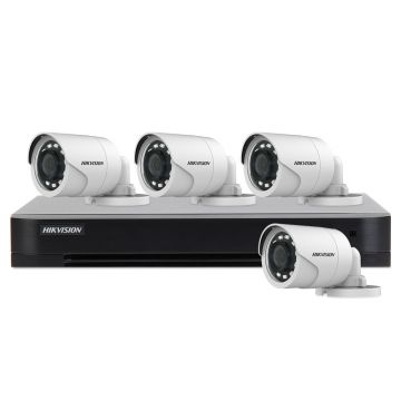 Sistem supraveghere exterior basic Hikvision Turbo HD HK-4EXT20M-2MP, 4 camere, 2 MP, IR 20 m, 2.8 mm