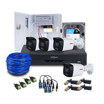 Sistem supraveghere exterior complet Acvil Pro Full Color ACV-C4EXTFC40-5M, 4 camere, 5 MP, lumina alba 40 m, 3.6 mm, POS, microfon, HDD 1TB