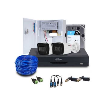 Sistem supraveghere exterior complet Acvil Pro Starlight ACV-C2EXT80-2MP-A, 2 camere, 2 MP, IR 80 m, 3.6 mm, POS, audio prin coaxial, microfon, HDD 1 TB