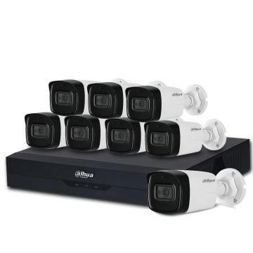 Sistem supraveghere exterior Dahua DH-B8EXT80M-2MP-M, 8 camere, 2 MP, IR 80 m, microfon, IoT