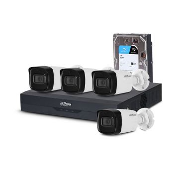 Sistem supraveghere exterior Dahua DH-C4EXT80M-2MP-M, 4 camere, 2 MP, IR 80 m, PoS, IoT, microfon, 1 TB HDD