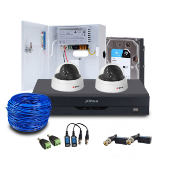 Sistem supraveghere interior complet Acvil Pro ACV-C2INT20-5MP, 2 camere, 5 MP, IR 20 m, 2.8 mm, PoS, HDD 1 TB, audio prin coaxial