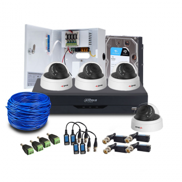 Sistem supraveghere interior complet Acvil Pro ACV-C4INT20-5MP, 4 camere, 5 MP, IR 20 m, 2.8 mm, POS, HDD 1 TB, audio prin coaxial