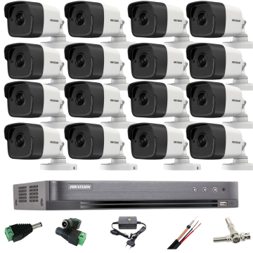 Sistem supraveghere profesional Hikvision 16 camere 5MP Turbo HD IR 20m