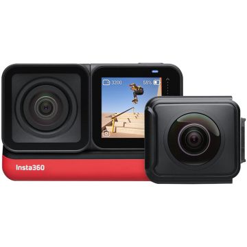 Camera video sport Insta360 ONE R Twin Edition, 5.7K, 360°, HDR, Waterproof, Negru