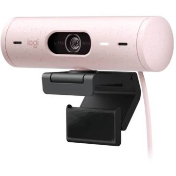 Camera web Logitech Brio 500, Full HD, Light correction, Auto-framing, Show Mode, USB Type-C, Rose