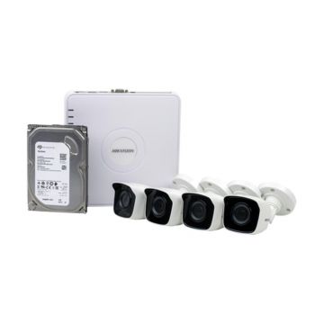 Sistem de supraveghere IP exterior Hikvision NK42N0H-1T(SG), 4 camere, 2 MP, IR 20 m, 2.8 mm + HDD 1 TB