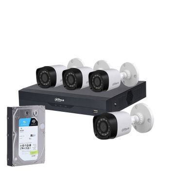 Sistem supraveghere exterior basic Dahua WizSense DH-B4EXT8MP-20M, 4 camere, 4K, IR 20 m, 2.8 mm, POS, IoT