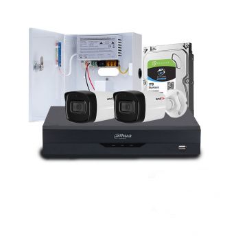 Sistem supraveghere exterior middle Acvil Pro ACV-M2EXT40-5M-V2, 2 camere, 5 MP, IR 40 m, 2.8 mm, audio prin coaxial, PoS