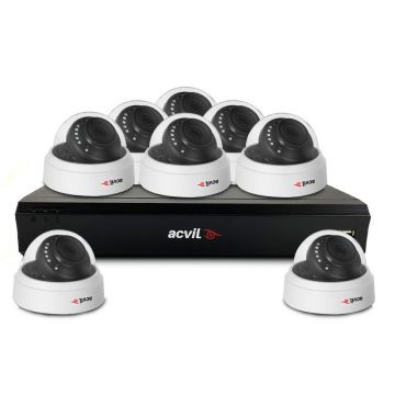 Sistem supraveghere interior basic Acvil Pro ACV-B8INT20-5MP, 8 camere, 5 MP, IR 20 m, 2.8 mm, audio prin coaxial