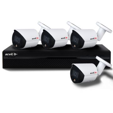 Sistem supraveghere IP exterior basic Acvil ACV-B4EXTFC30-2M-IP, 4 camere, 2 MP, lumina alba, 2.8 mm, slot card Sistem supraveghere IP exterior basic Acvil ACV-B4EXTFC30-2M-IP, 4 camere, 2 MP, lumina alba, 2.8 mm, slot card