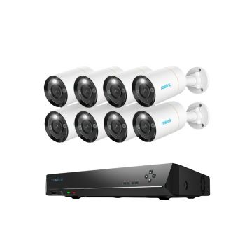 Sistem supraveghere IP exterior Reolink RLK16-1200B8-A, 8 camere, 12 MP, IR 30 m, 2.8 mm, microfon, HDD 4 TB