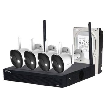 Sistem supraveghere IP WiFi exterior Imou KIT/NVR1104HS-W-S2/4-F22FE, 4 camere, 2 MP, IR 30m, microfon +1TB HDD