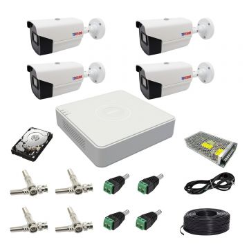 Sistem supraveghere video 4 camere ROVISION2MP22 oem Hikvision 2MP, Full HD, IR40m, DVR 4 canale, 1080P lite, accesorii si hard incluse
