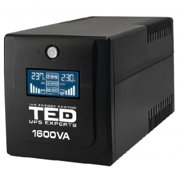 UPS 1600VA / 900W LCD display Line Interactive cu stabilizator 4 iesiri schuko TED UPS Expert TED001597